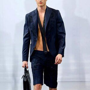 JOHN RICHMOND X ITALY RUNWAY SHORTS PANTS DRESS CAPRIS GLOSSY LINEN NWT 44